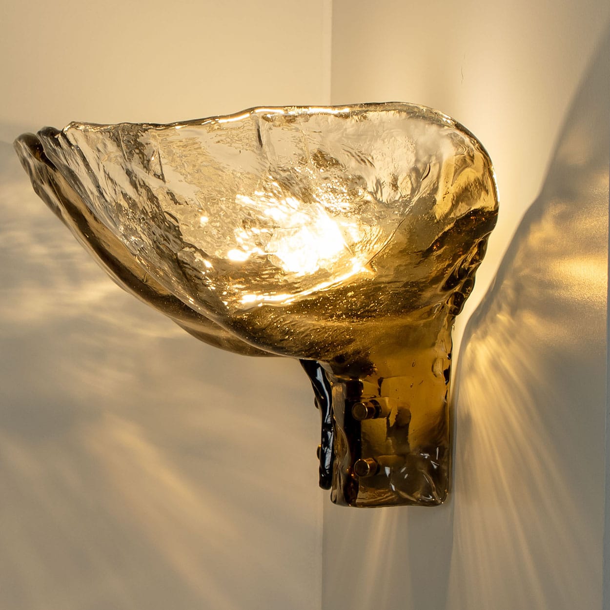 Pair of Extra Large J.T. Kalmar Wall Lights Smoked Glass, 1970