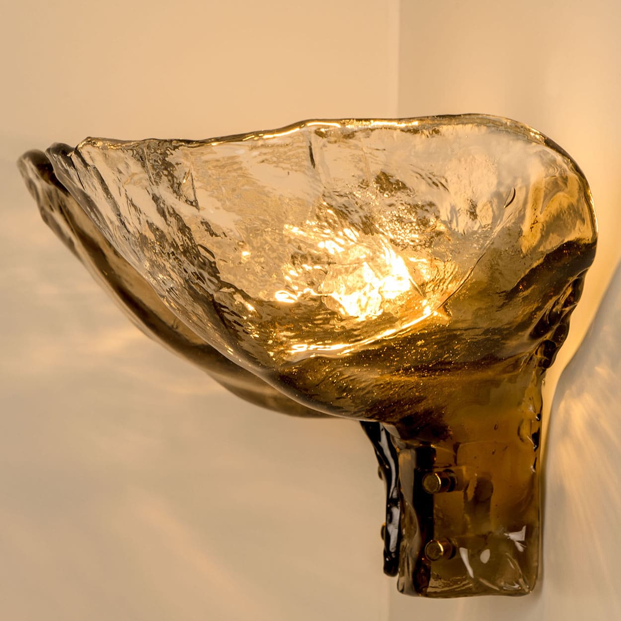 Pair of Extra Large J.T. Kalmar Wall Lights Smoked Glass, 1970