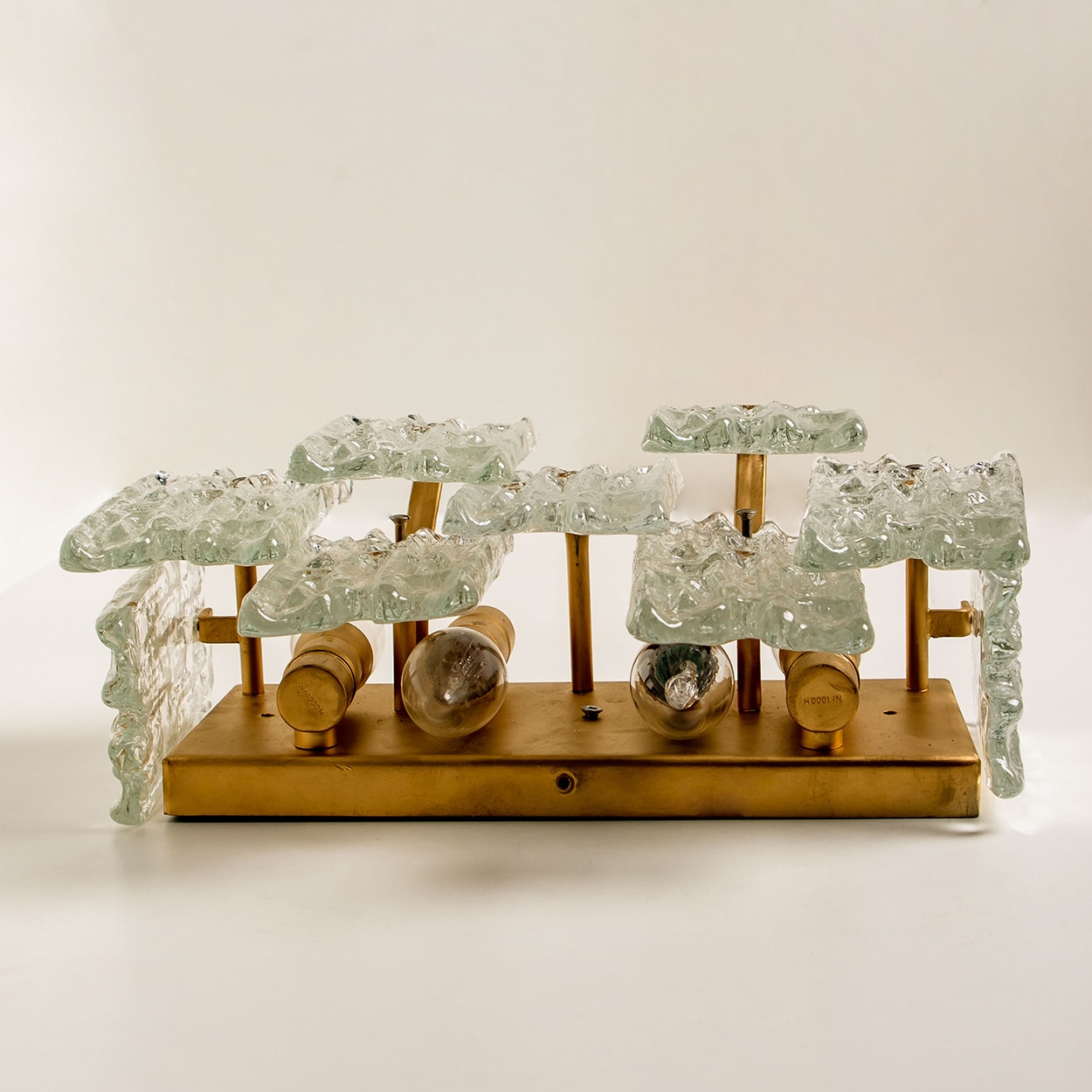 Several Textured Ice glass XL Wall Lights by Kalmar, 1970