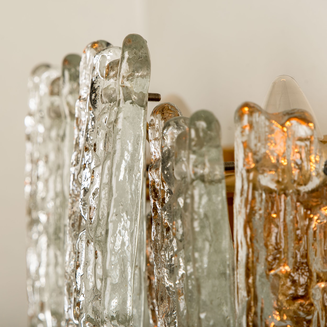 Several Textured Ice glass XL Wall Lights by Kalmar, 1970