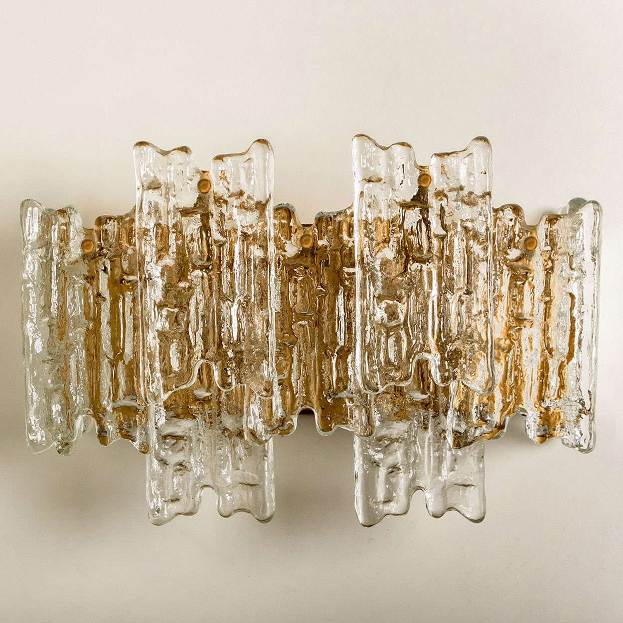 Several Textured Ice glass XL Wall Lights by Kalmar, 1970