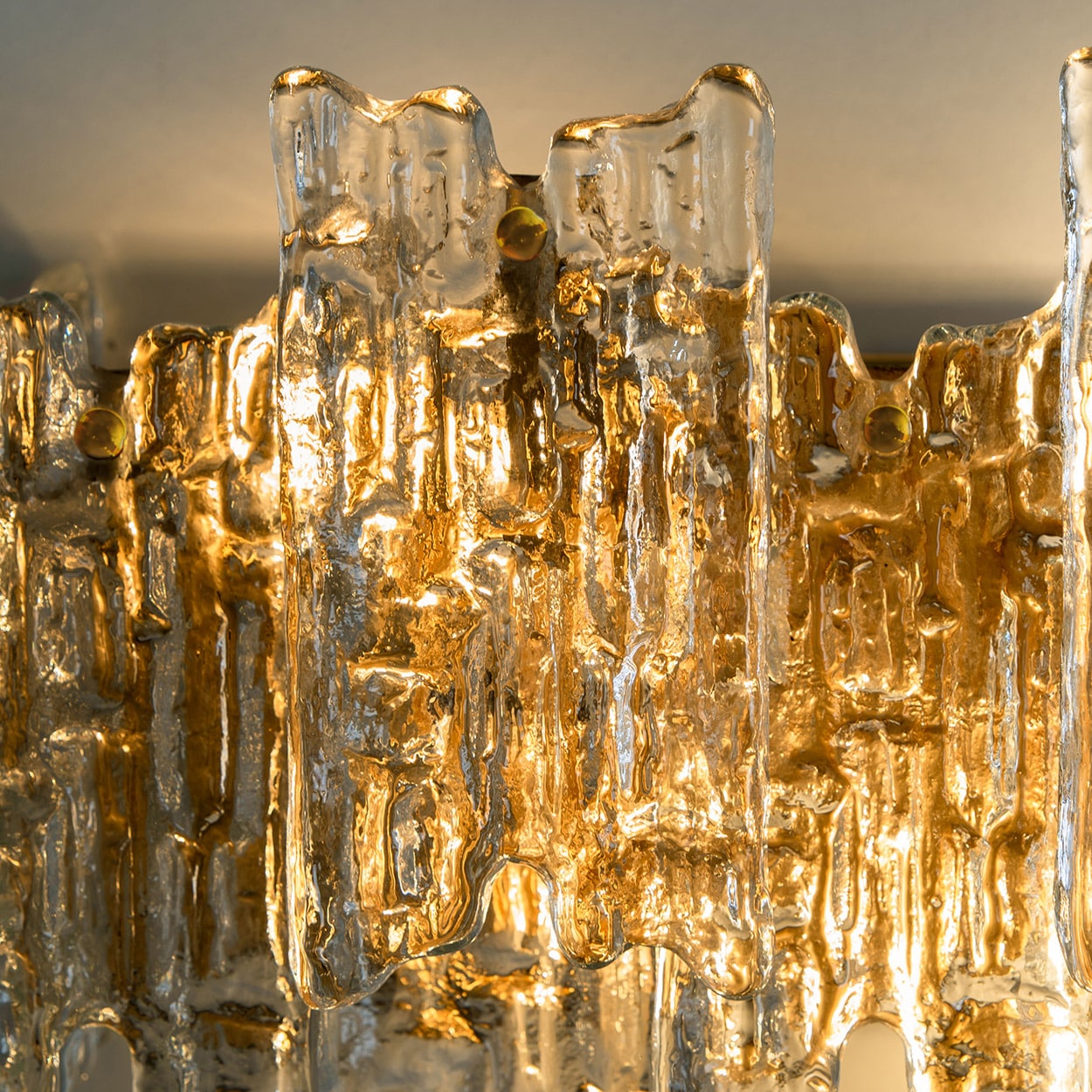 Several Textured Ice glass XL Wall Lights by Kalmar, 1970