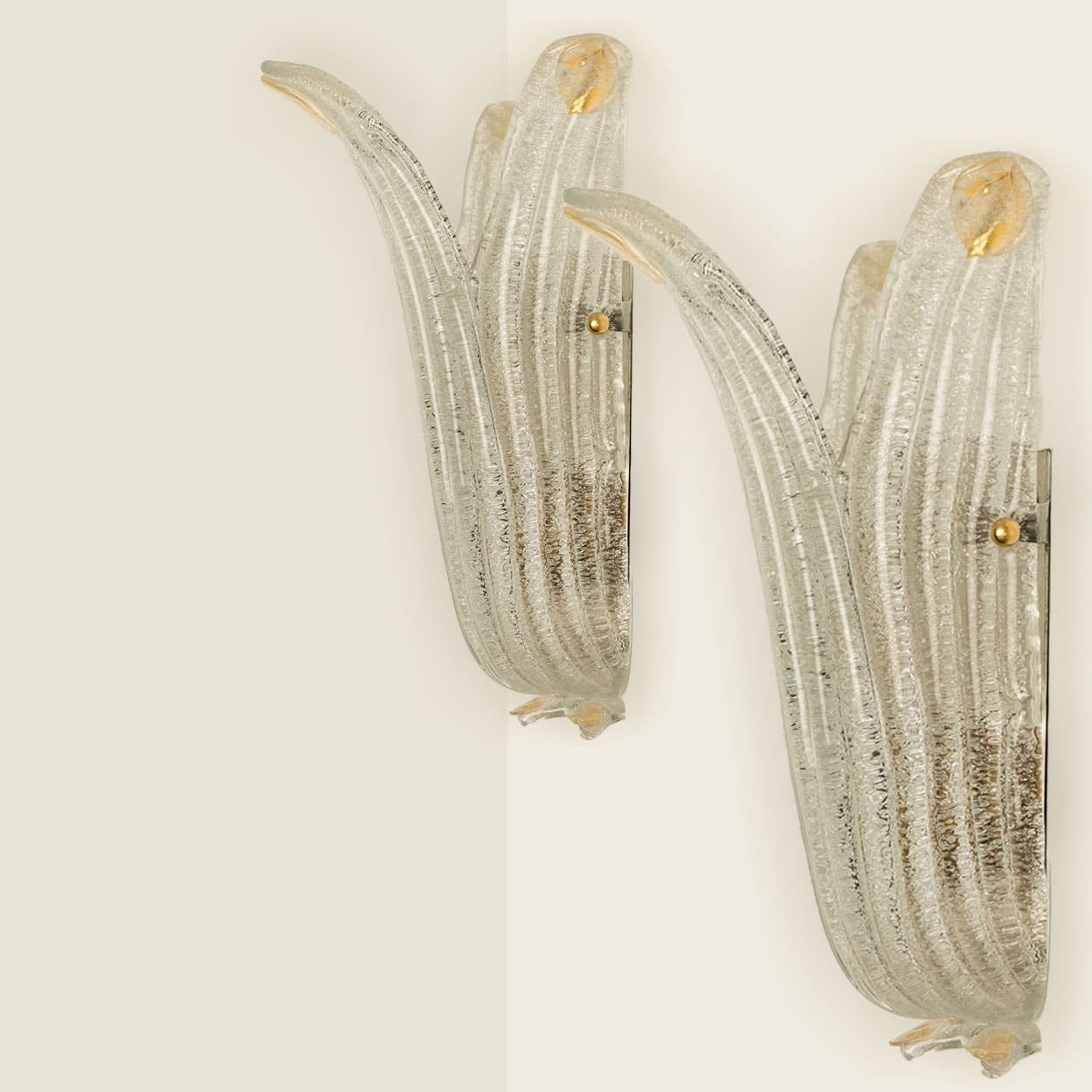 Pair of Murano Glass and Wall Sconces in Style of Barovier & Toso, Italy 1970