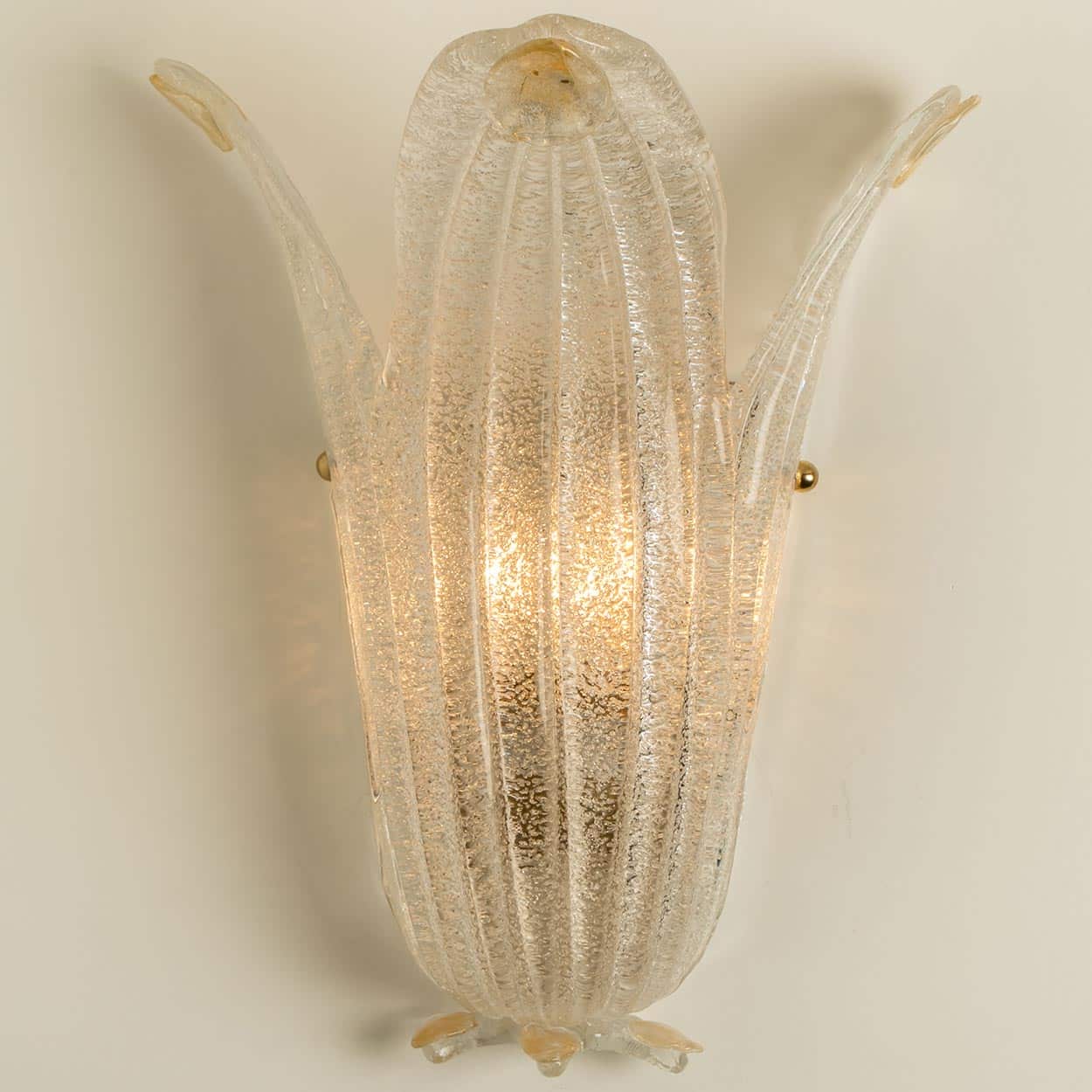 Pair of Murano Glass and Wall Sconces in Style of Barovier & Toso, Italy 1970