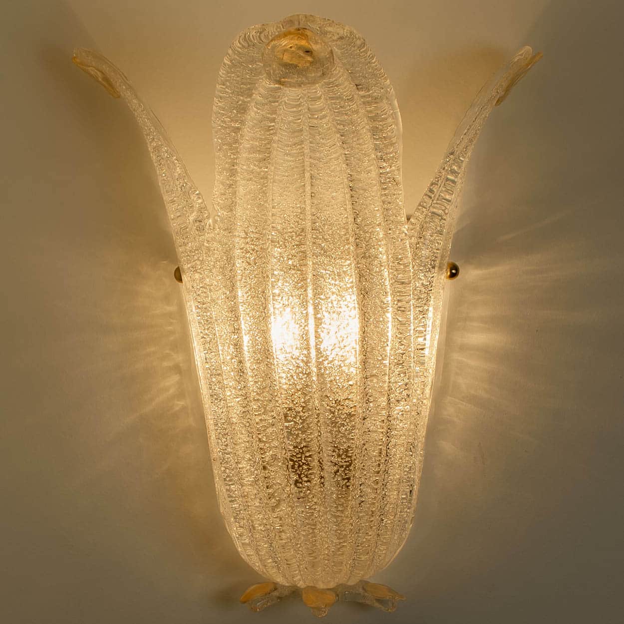 Pair of Murano Glass and Wall Sconces in Style of Barovier & Toso, Italy 1970