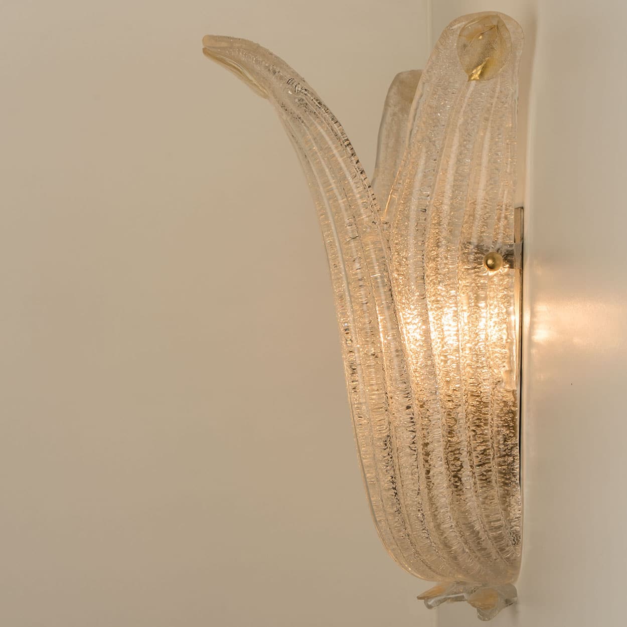 Pair of Murano Glass and Wall Sconces in Style of Barovier & Toso, Italy 1970