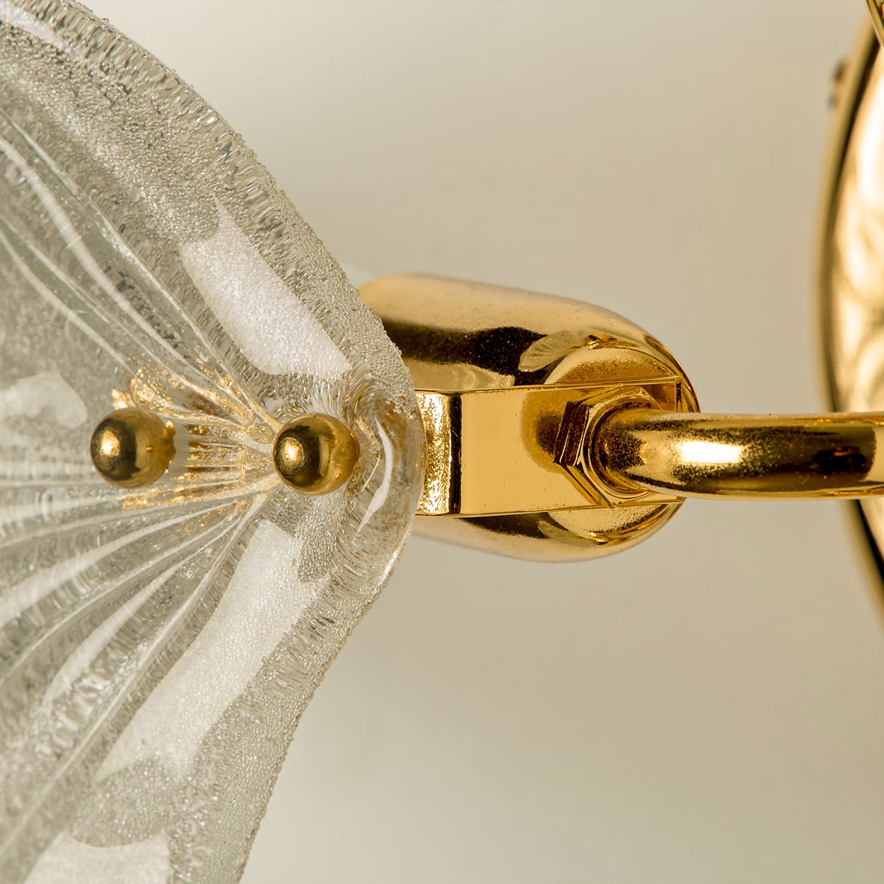 Beautiful Murano Glass and Brass six Leaves Chandelier, 1960s