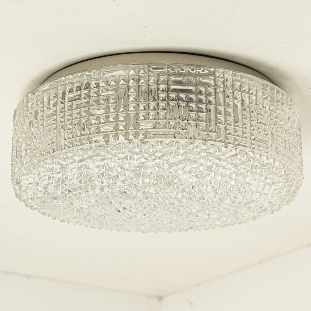 1 of the 2 Glass Silver Flush Mount In Style Of Helena Tynell, Germany 1960s