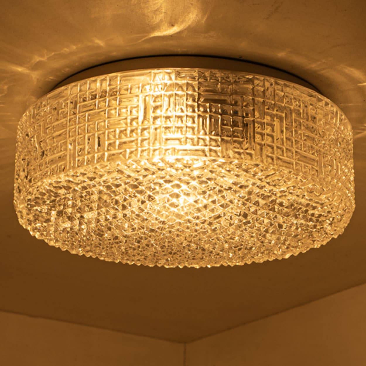 1 of the 2 Glass Silver Flush Mount In Style Of Helena Tynell, Germany 1960s