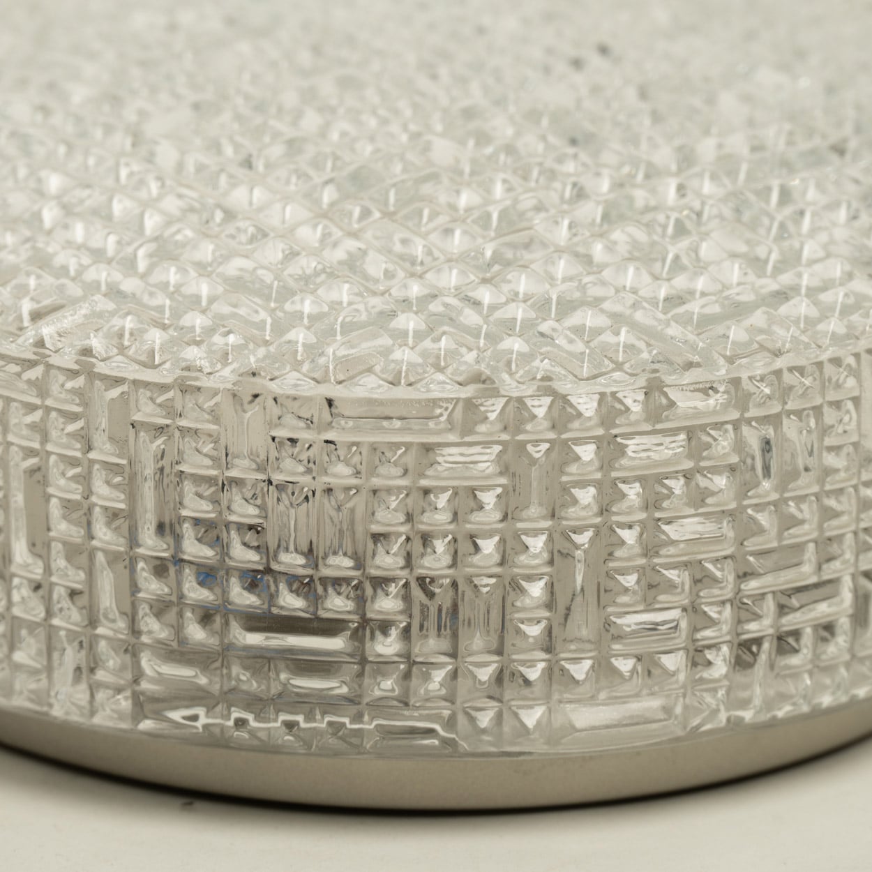 1 of the 2 Glass Silver Flush Mount In Style Of Helena Tynell, Germany 1960s