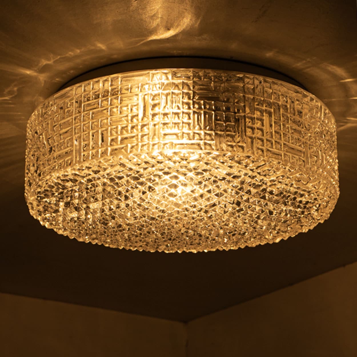 1 of the 2 Glass Silver Flush Mount In Style Of Helena Tynell, Germany 1960s