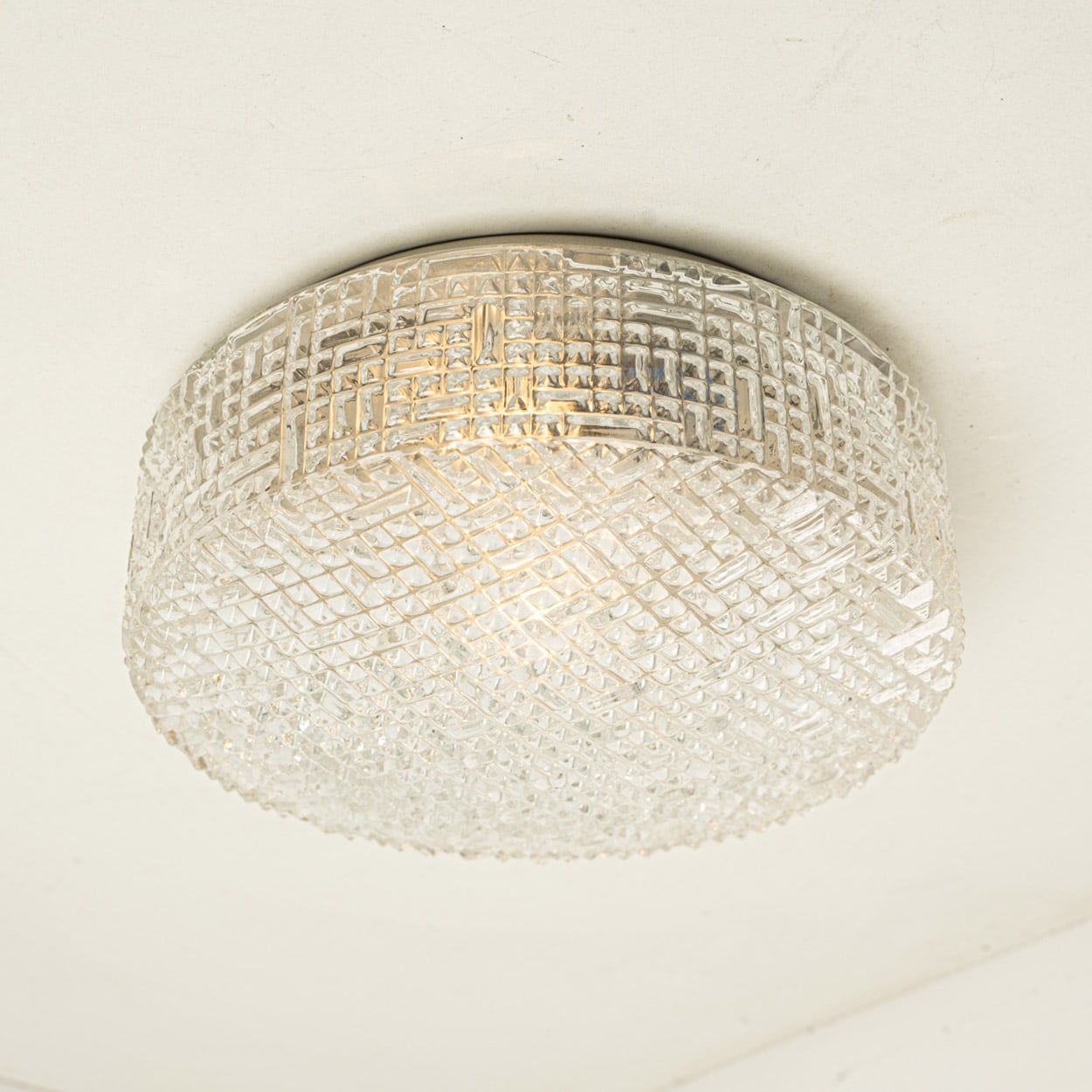 1 of the 2 Glass Silver Flush Mount In Style Of Helena Tynell, Germany 1960s