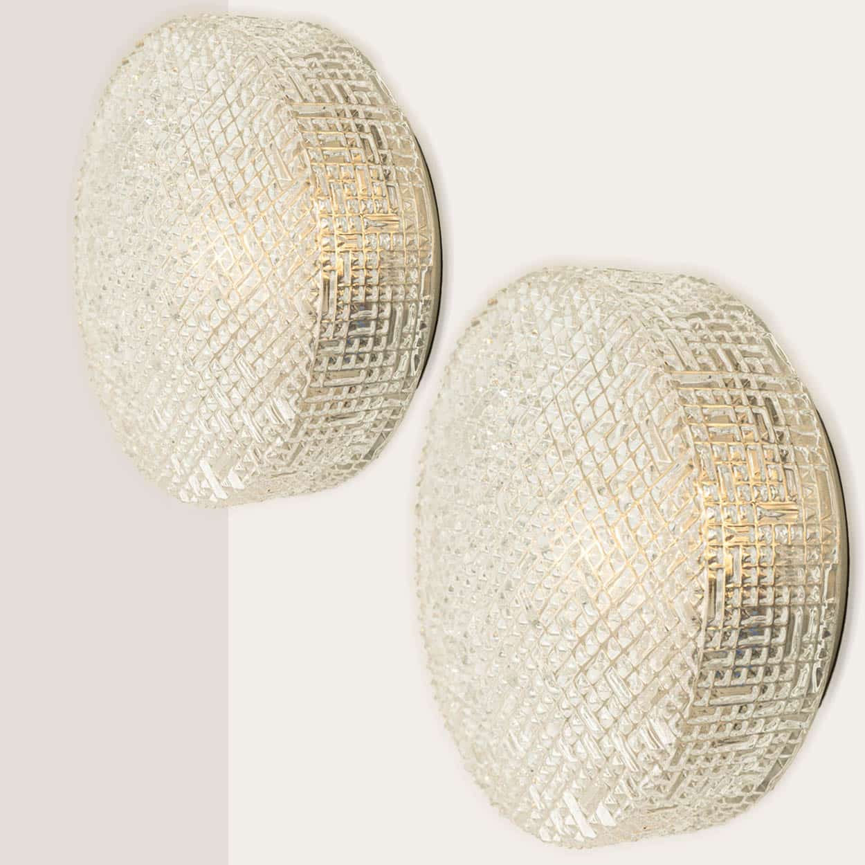 1 of the 2 Glass Silver Flush Mount In Style Of Helena Tynell, Germany 1960s