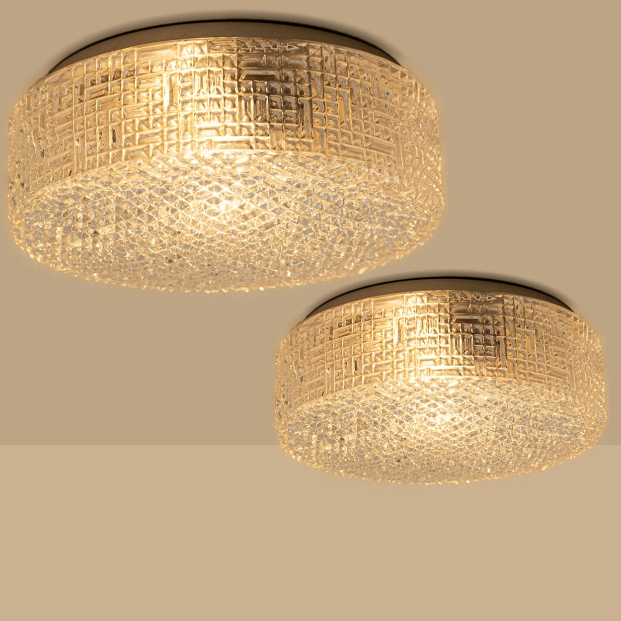 1 of the 2 Glass Silver Flush Mount In Style Of Helena Tynell, Germany 1960s