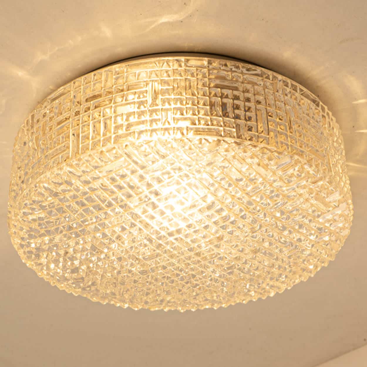 1 of the 2 Glass Silver Flush Mount In Style Of Helena Tynell, Germany 1960s