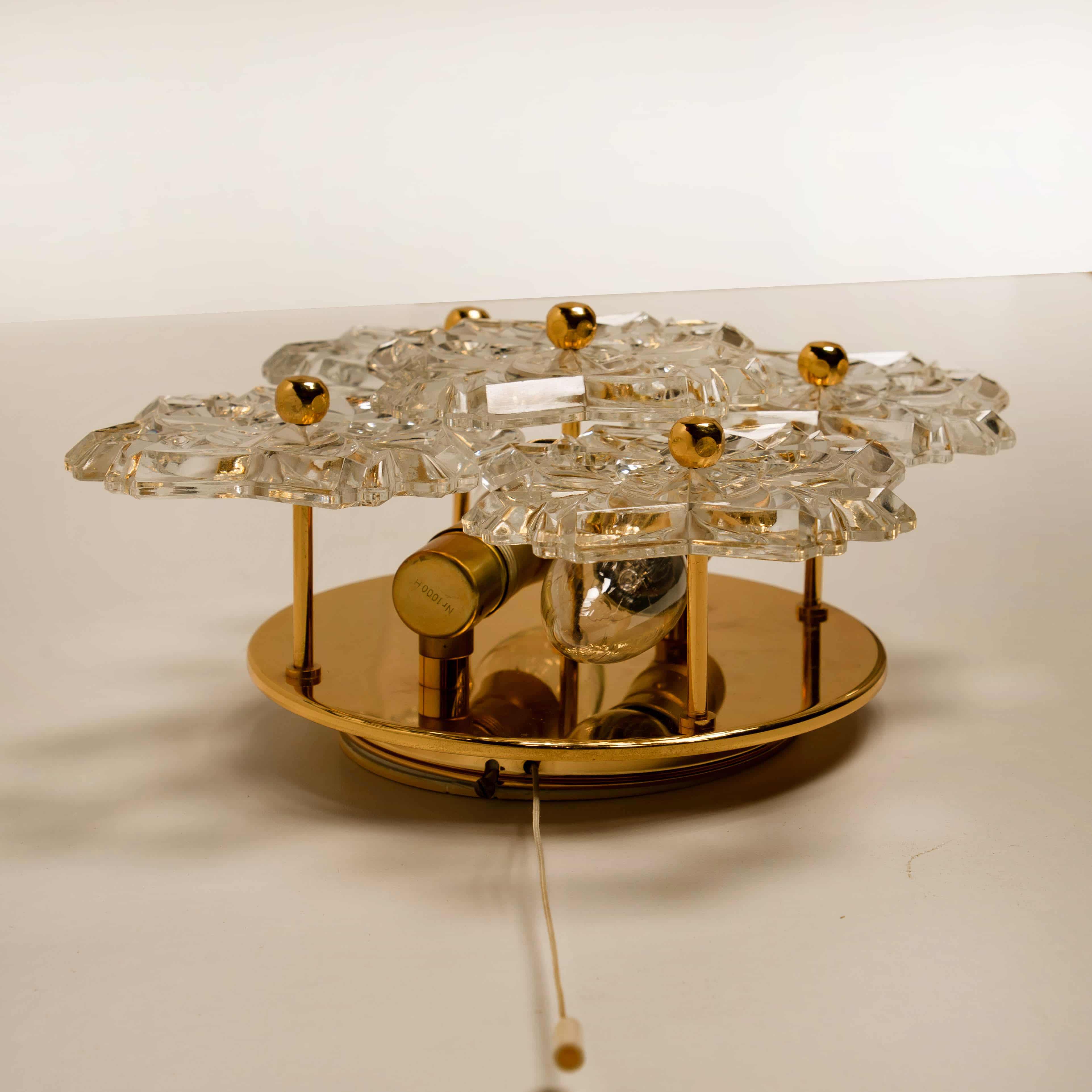 Pair of Mid Century Brass Floral Wall Lights by Hillebrand, 1970s