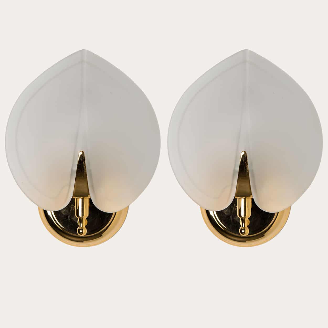 Pair of Opaline Glass Wall Lights in style of Kaiser, 1960