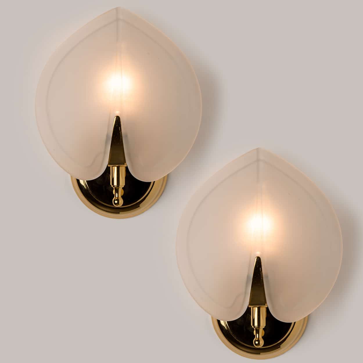 Pair of Opaline Glass Wall Lights in style of Kaiser, 1960