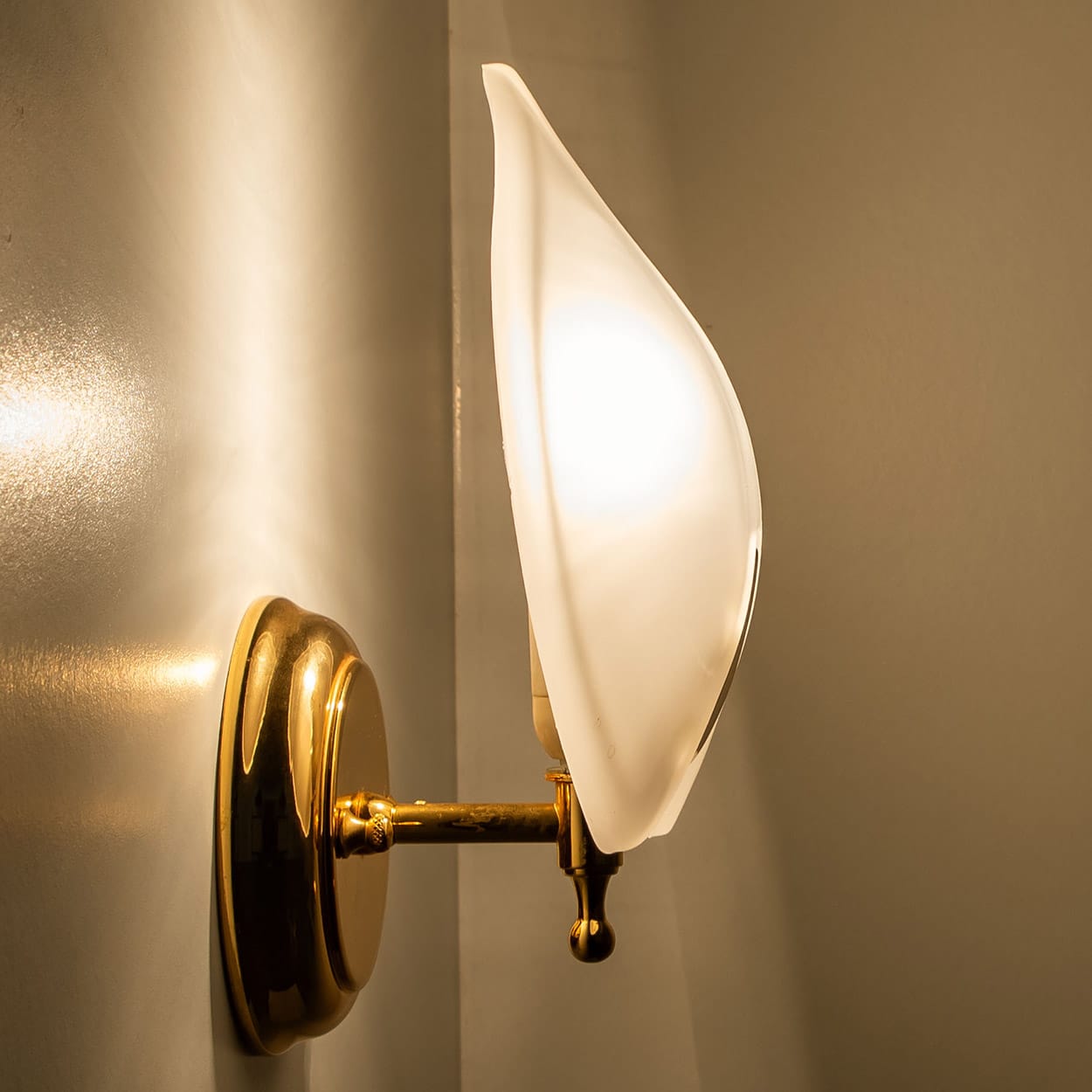 Pair of Opaline Glass Wall Lights in style of Kaiser, 1960