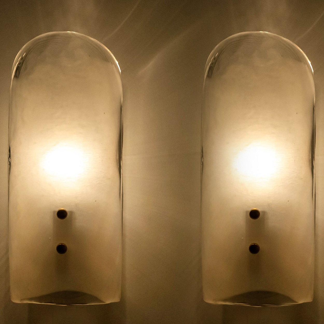 Brass and Hand Blown Murano Glass Wall Lights by J.T. Kalmar, 1960s