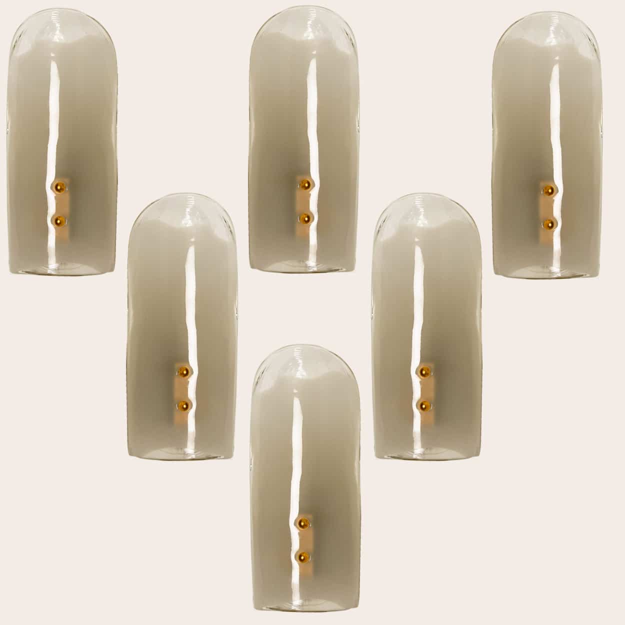 Brass and Hand Blown Murano Glass Wall Lights by J.T. Kalmar, 1960s