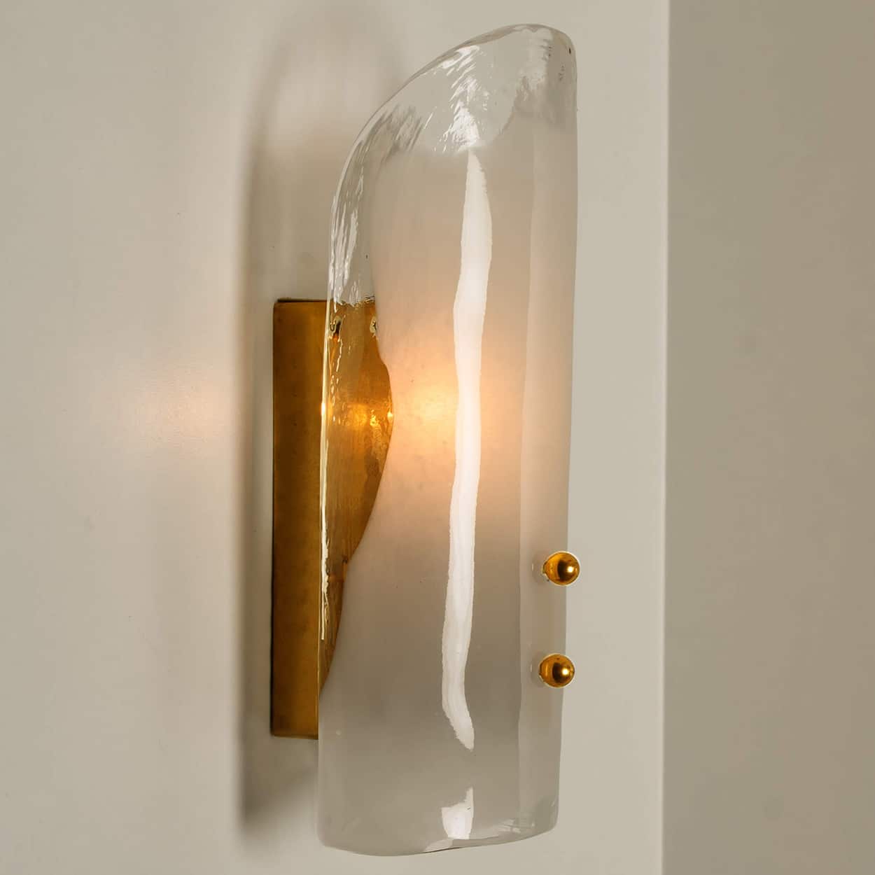 Brass and Hand Blown Murano Glass Wall Lights by J.T. Kalmar, 1960s