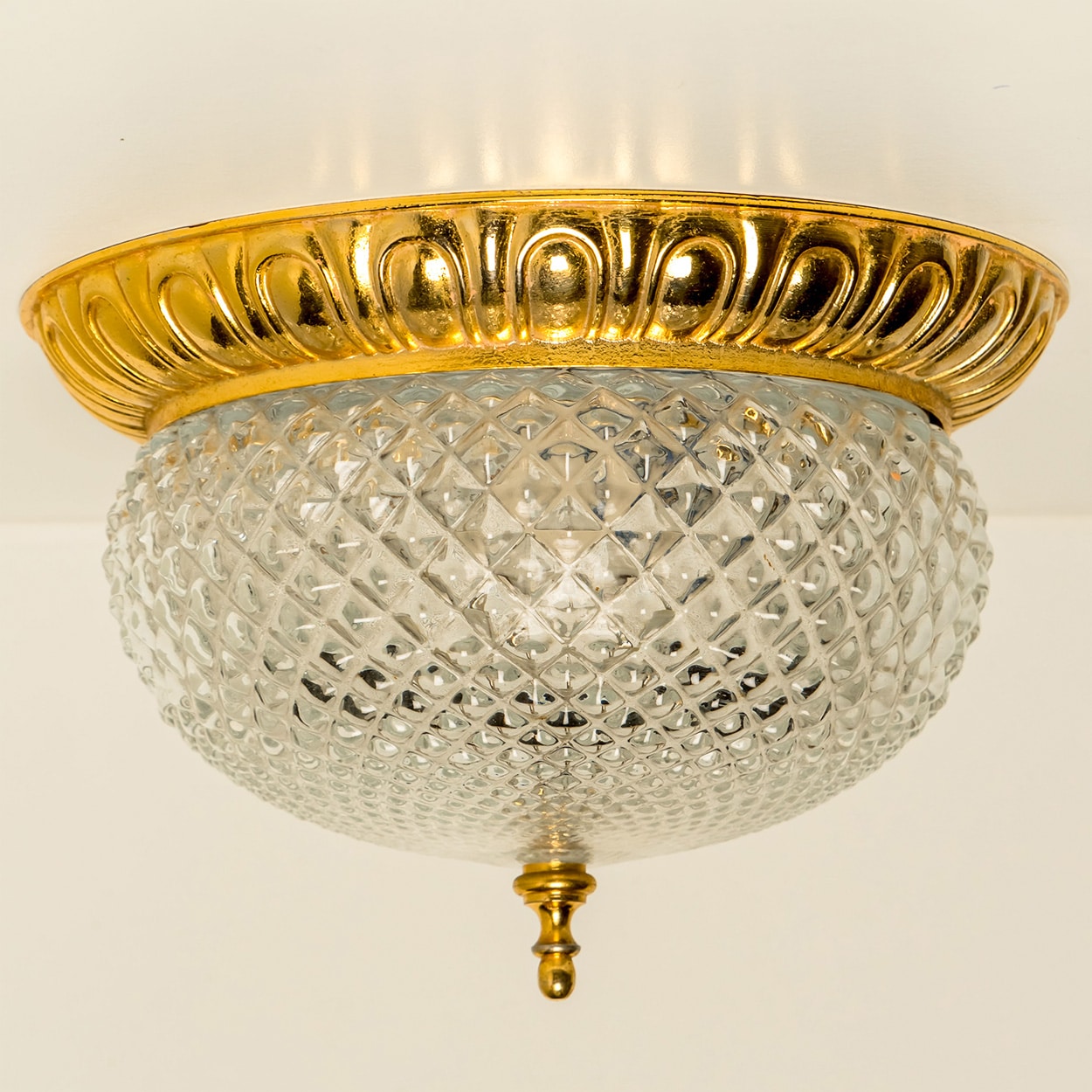 Glass Bowl Flush Mount Limburg Glashutte, Germany, 1960s