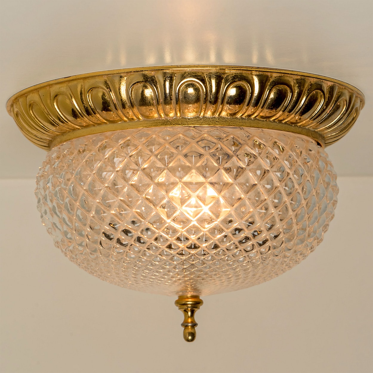 Glass Bowl Flush Mount Limburg Glashutte, Germany, 1960s