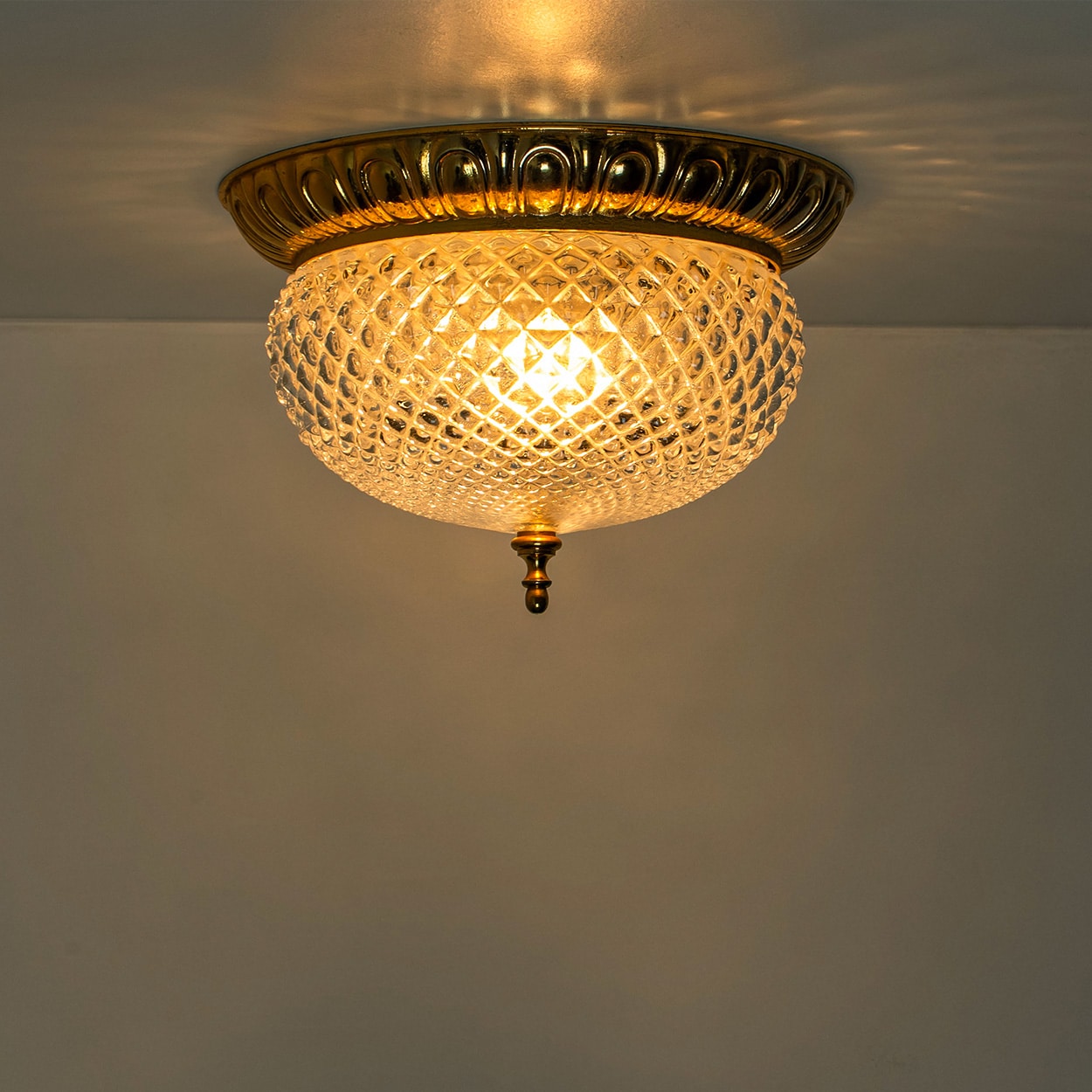 Glass Bowl Flush Mount Limburg Glashutte, Germany, 1960s