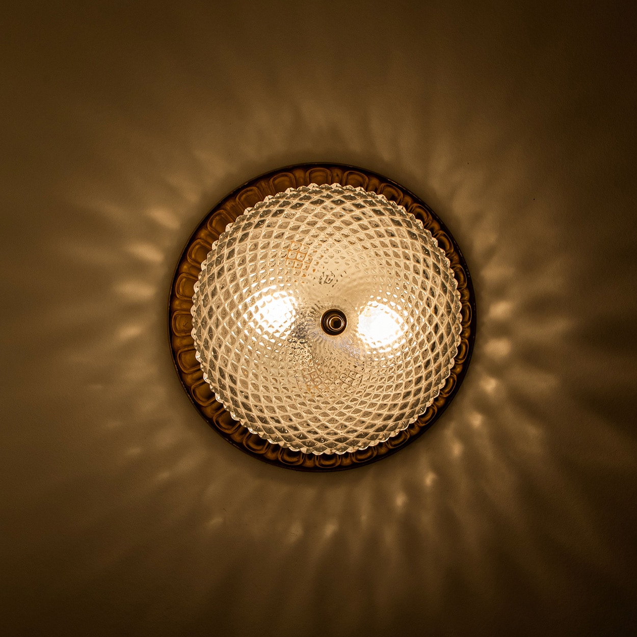 Glass Bowl Flush Mount Limburg Glashutte, Germany, 1960s