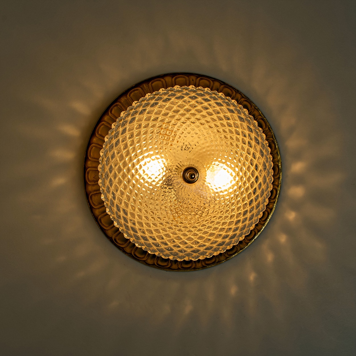 Glass Bowl Flush Mount Limburg Glashutte, Germany, 1960s