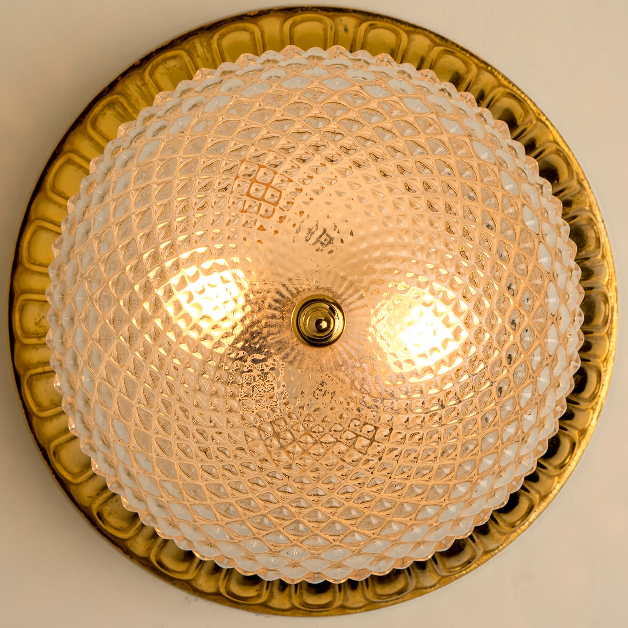 Glass Bowl Flush Mount Limburg Glashutte, Germany, 1960s