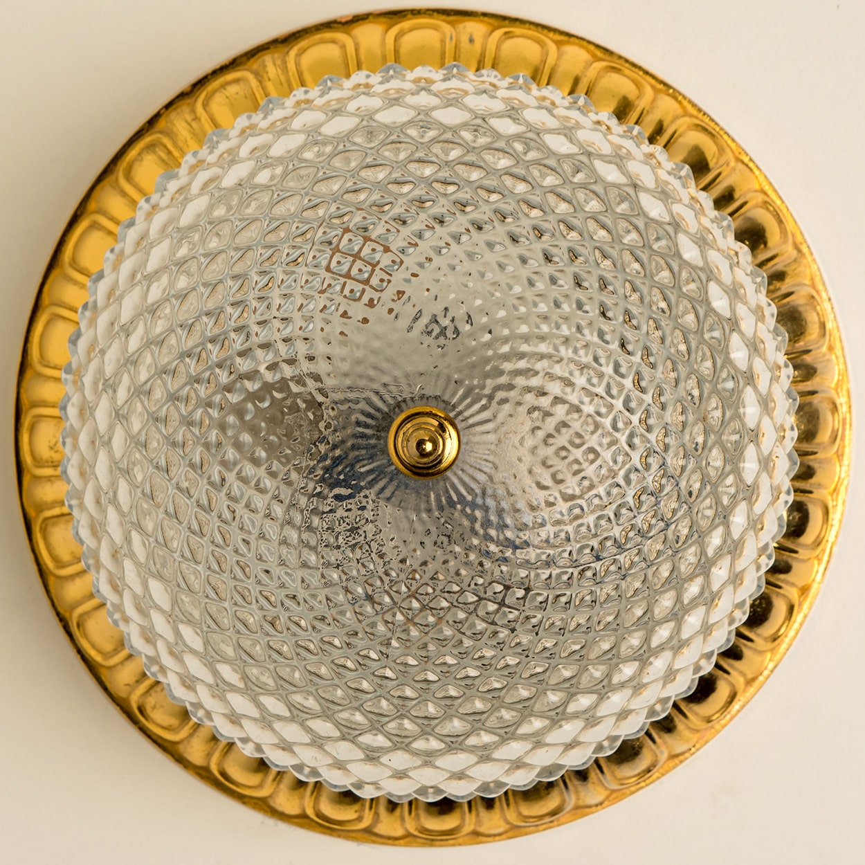 Glass Bowl Flush Mount Limburg Glashutte, Germany, 1960s