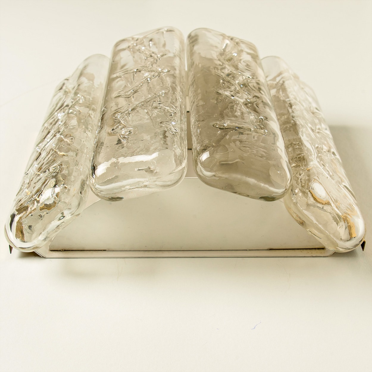 1 of the 5 Structured Blown Glass and Brass Wall Sconces by Doria, 1960