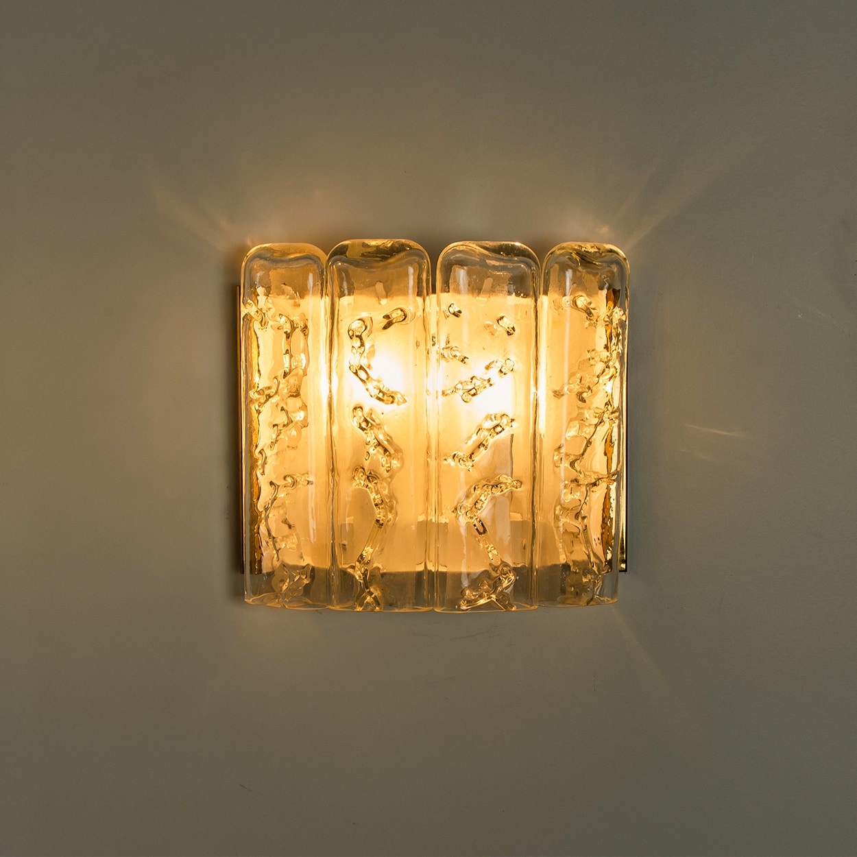 1 of the 5 Structured Blown Glass and Brass Wall Sconces by Doria, 1960