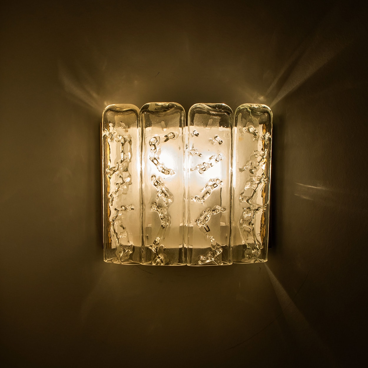 1 of the 5 Structured Blown Glass and Brass Wall Sconces by Doria, 1960