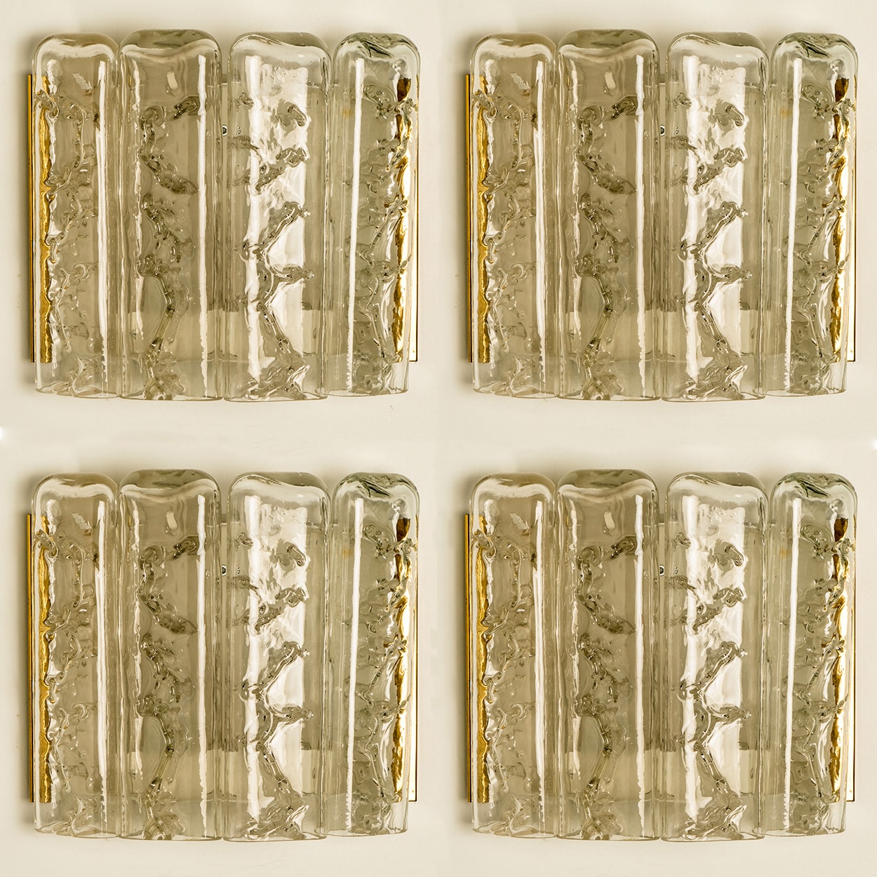 1 of the 5 Structured Blown Glass and Brass Wall Sconces by Doria, 1960