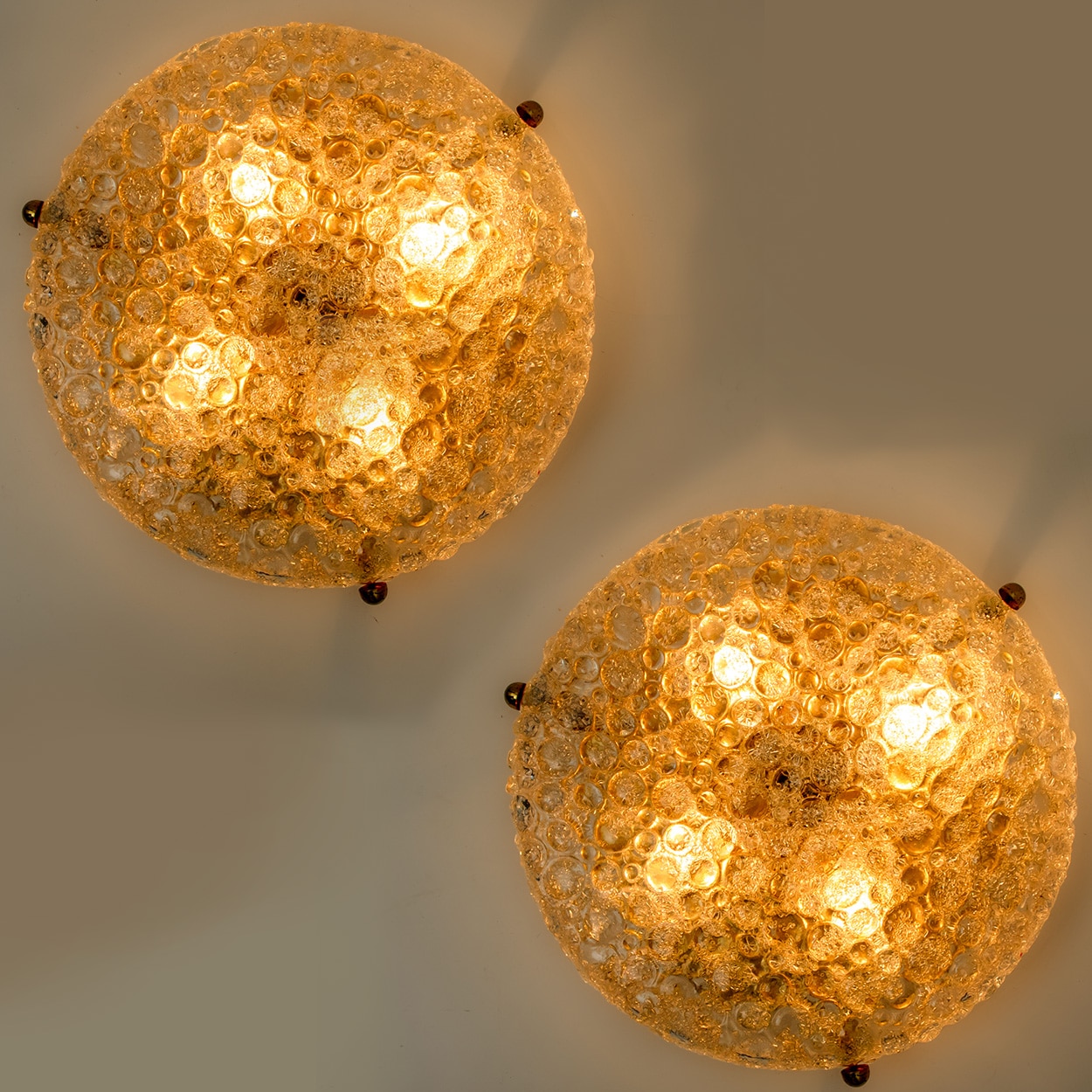 1 of the 2 Round Bubble Glass Flush Mounts in the style of Hillebrand, 1970