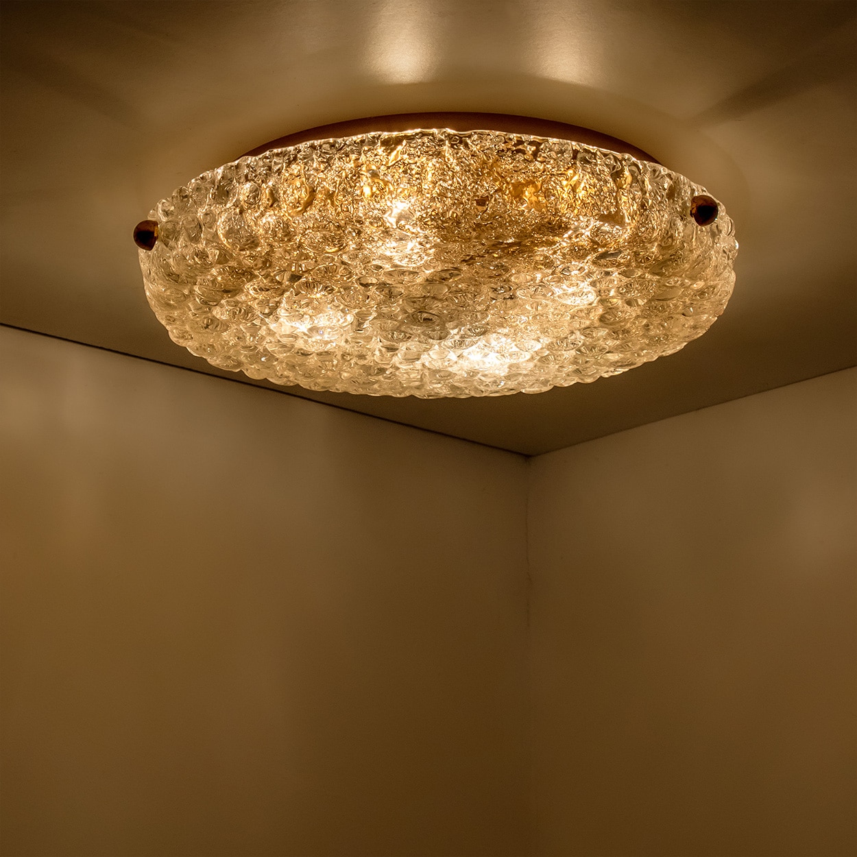 1 of the 2 Round Bubble Glass Flush Mounts in the style of Hillebrand, 1970