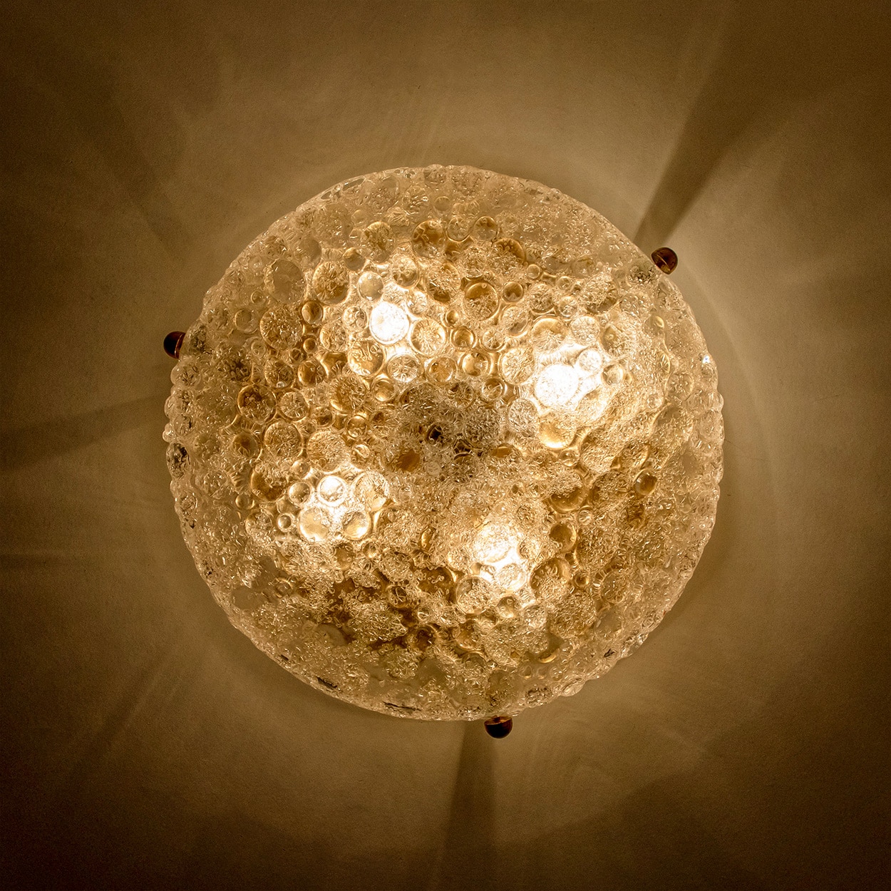 1 of the 2 Round Bubble Glass Flush Mounts in the style of Hillebrand, 1970