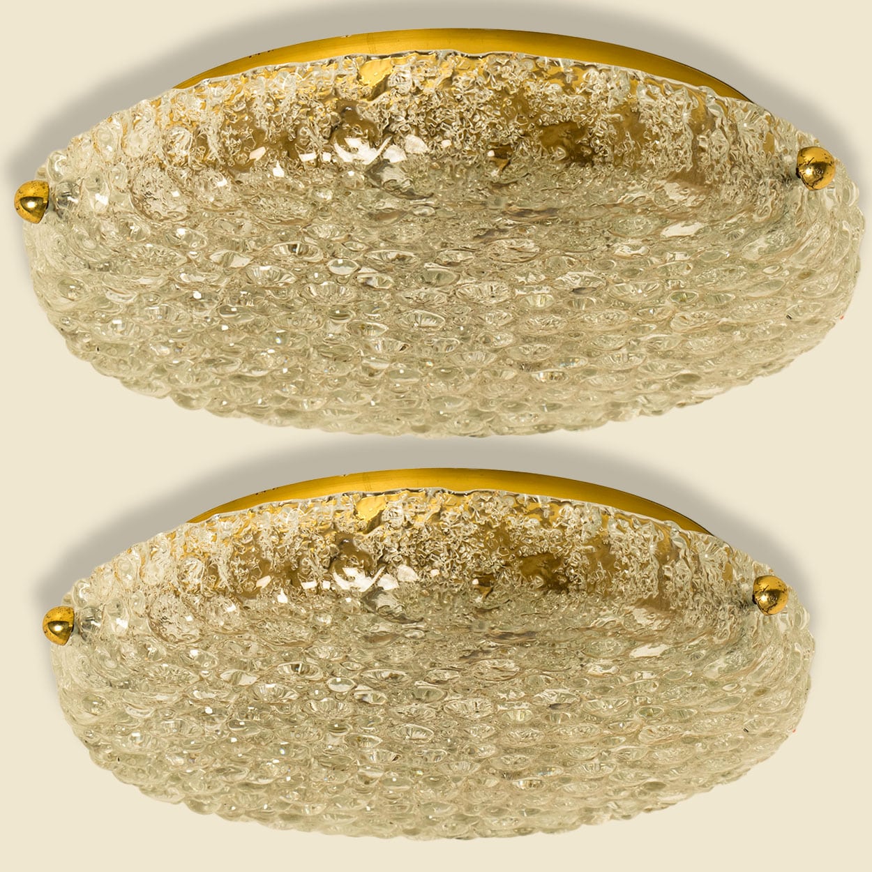 1 of the 2 Round Bubble Glass Flush Mounts in the style of Hillebrand, 1970