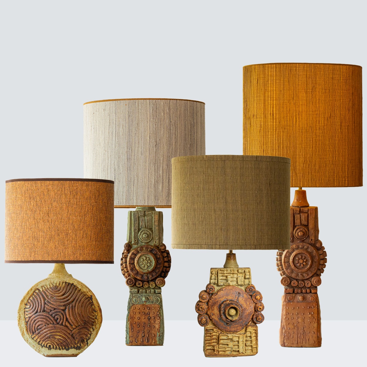 1 of the 4 Rooke Lamps, Custom Silk Lamp Shades by R. Houben