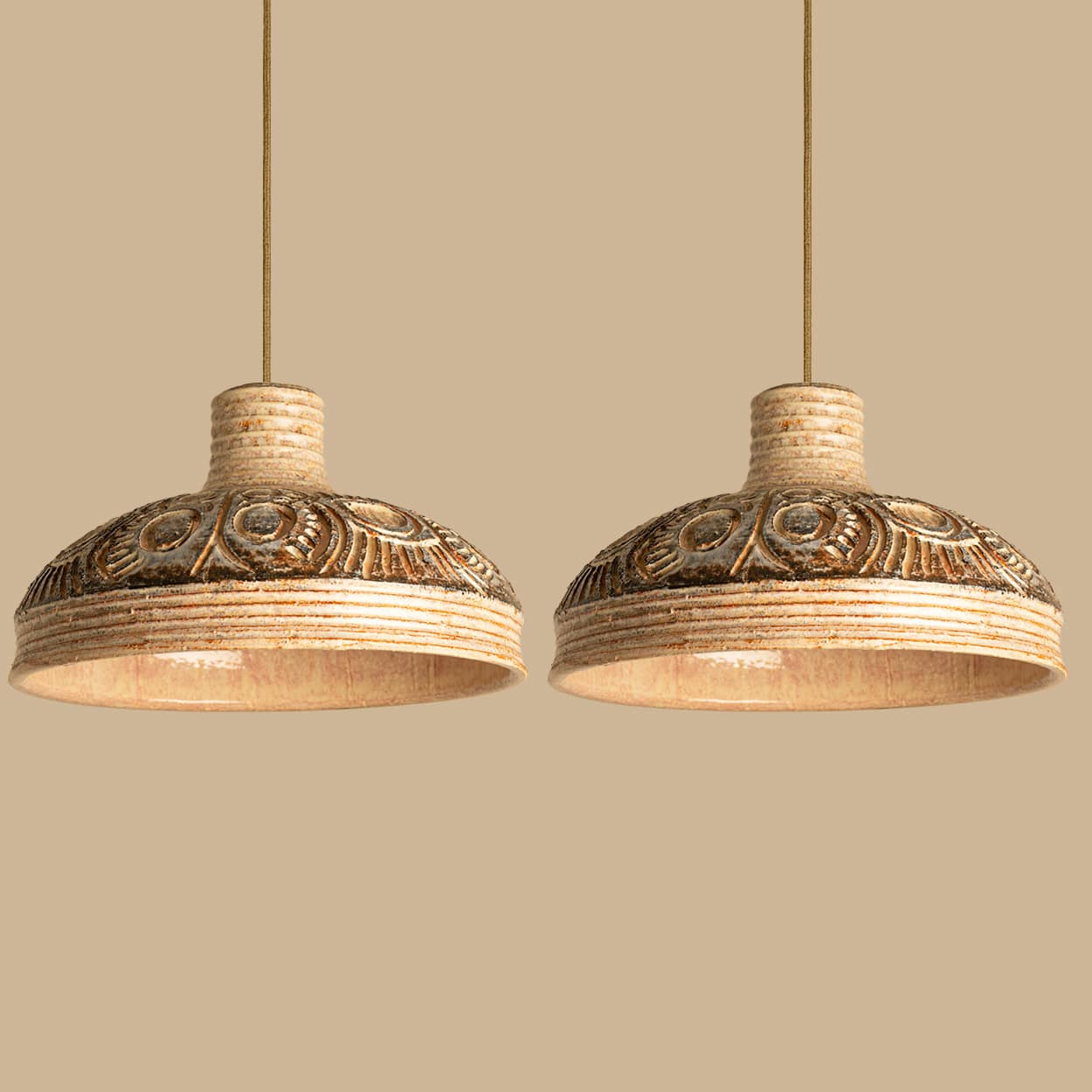 Pair of Ceramic Geometric Pendants by Jette Hellerøe for Axella Denmark, 1960s