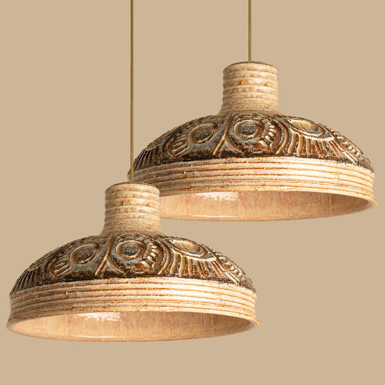 Pair of Ceramic Geometric Pendants by Jette Hellerøe for Axella Denmark, 1960s