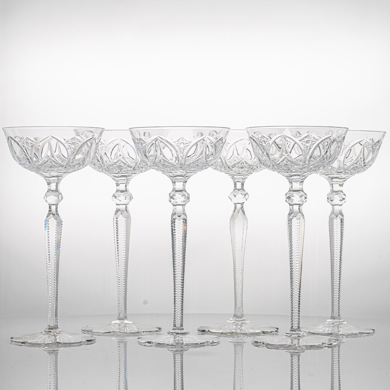 Set of 6 Exquise Baccarat Crystal Pieces, France
