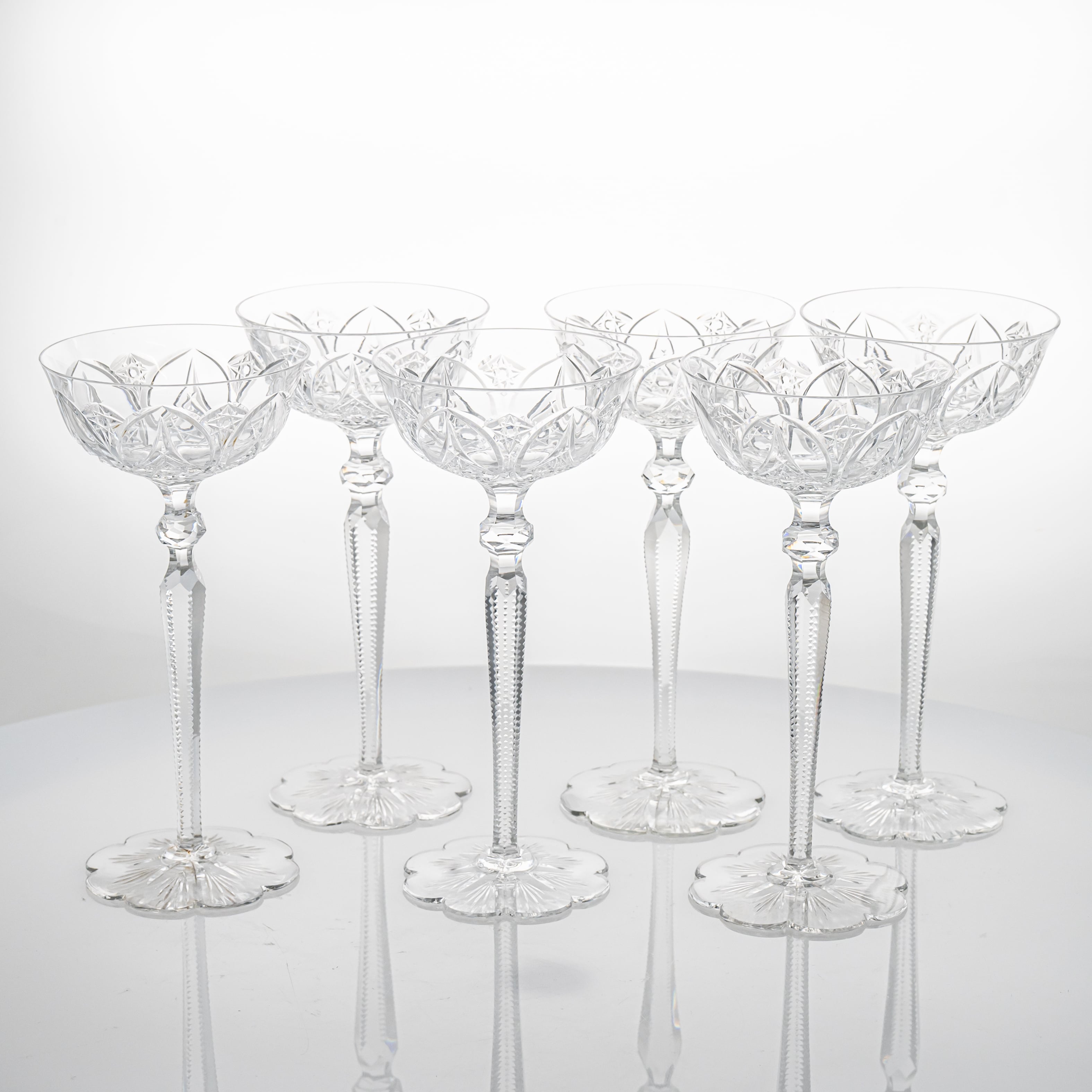 Set of 6 Exquise Baccarat Crystal Pieces, France