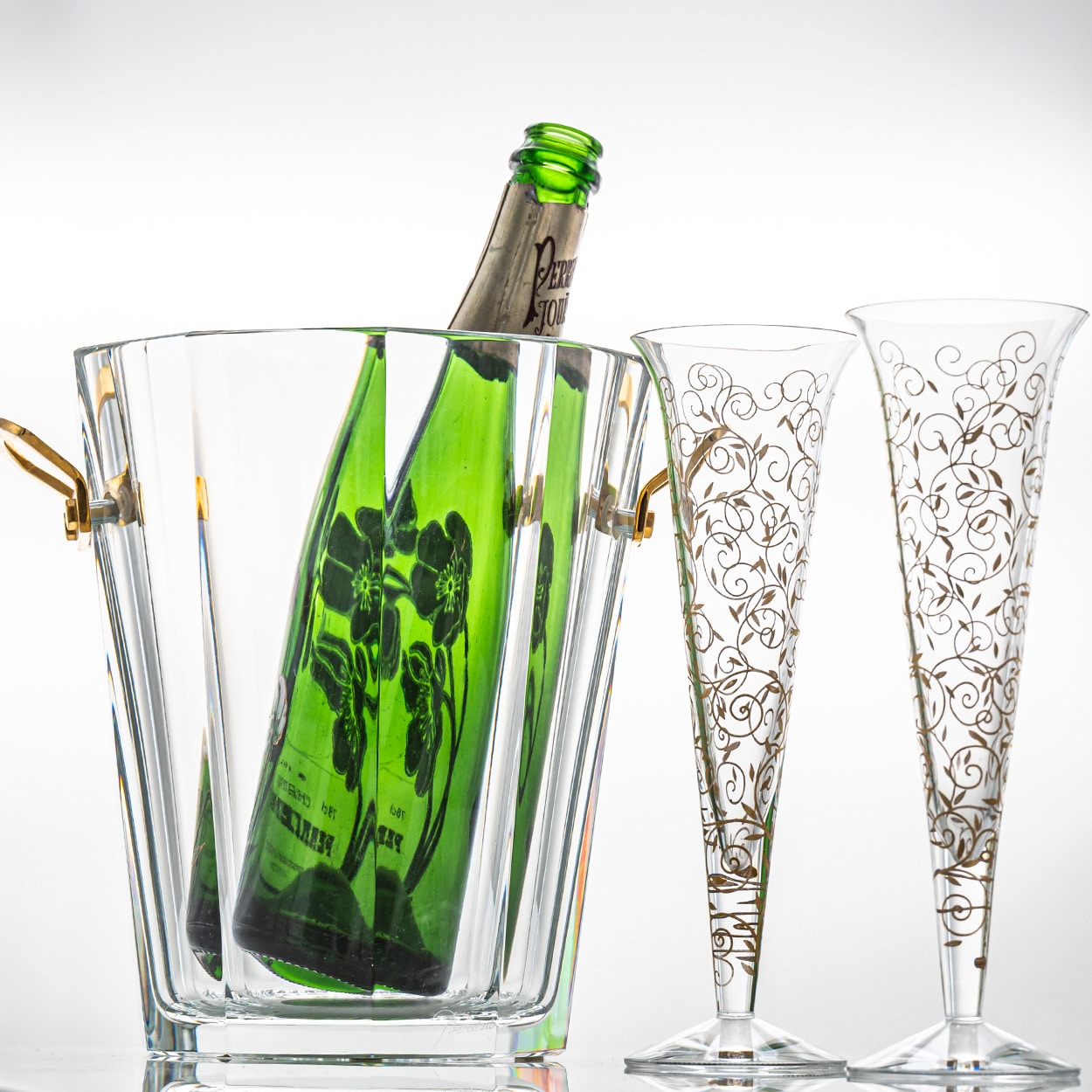 Pair of 2 Baccarat Crystal Glasses with Wine Cooler, France