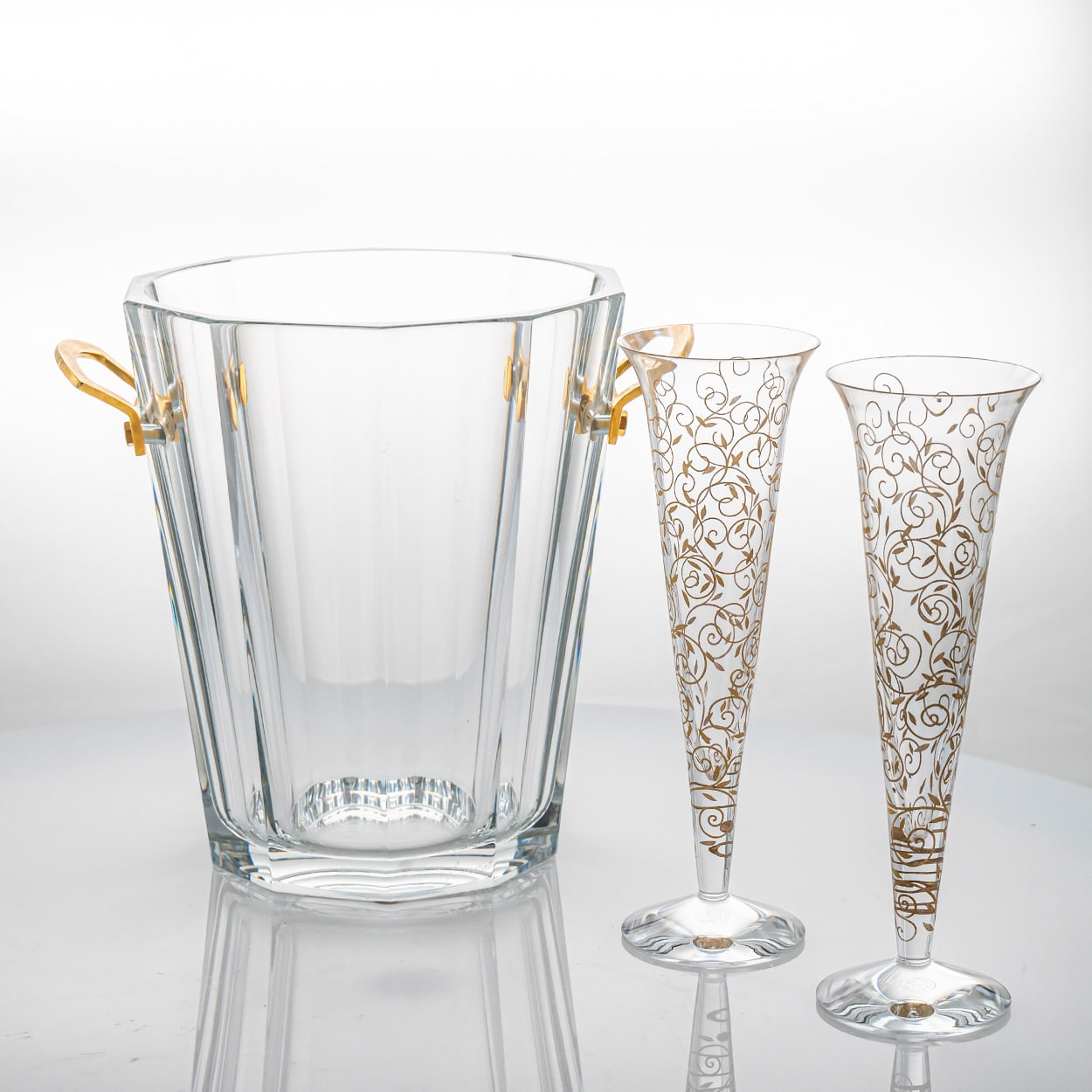 Pair of 2 Baccarat Crystal Glasses with Wine Cooler, France