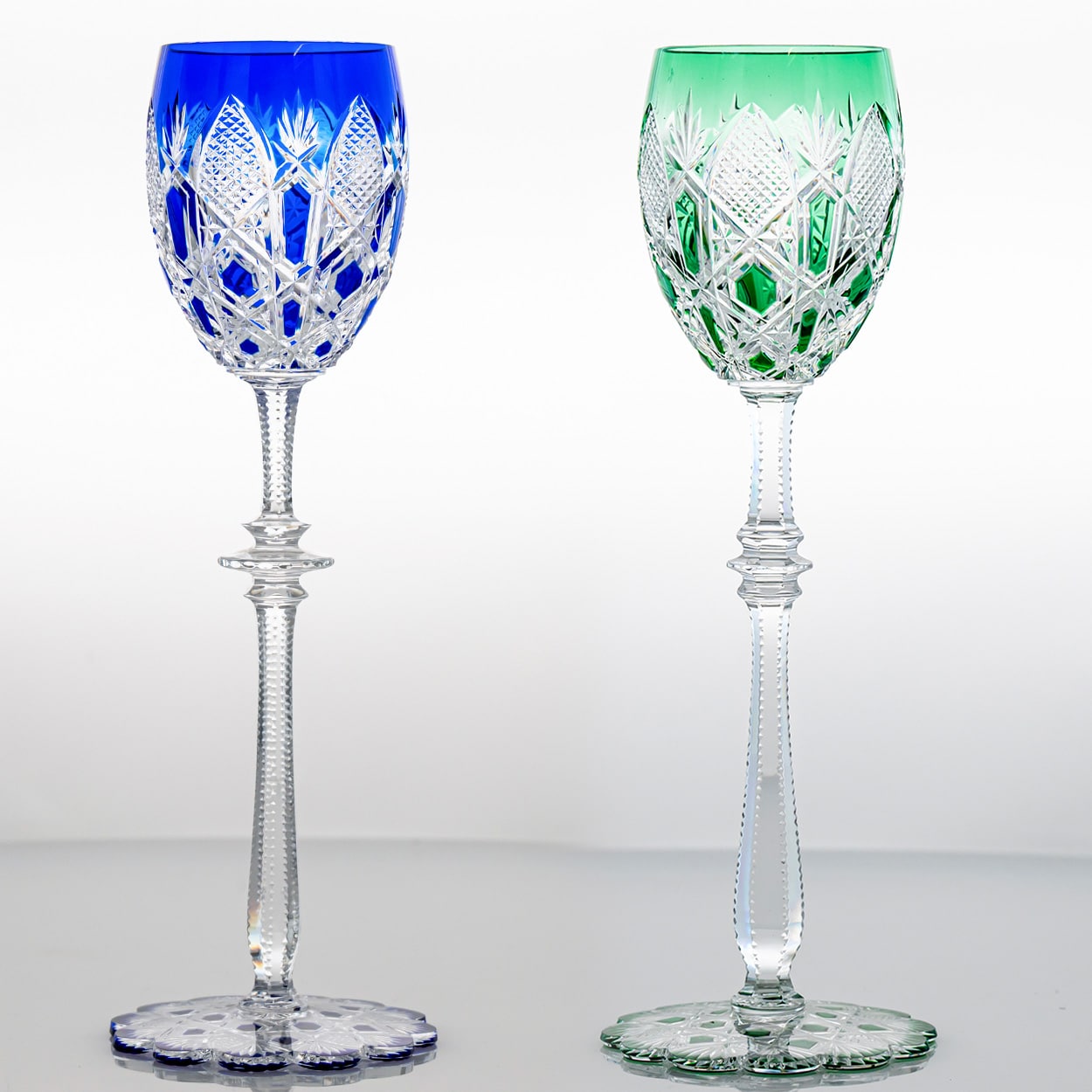 Set of 4 Multicolor Baccarat Crystal Tsar Glasses, France