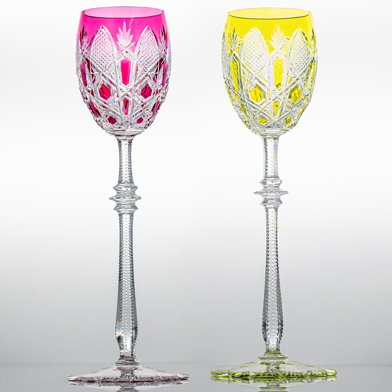 Set of 4 Multicolor Baccarat Crystal Tsar Glasses, France
